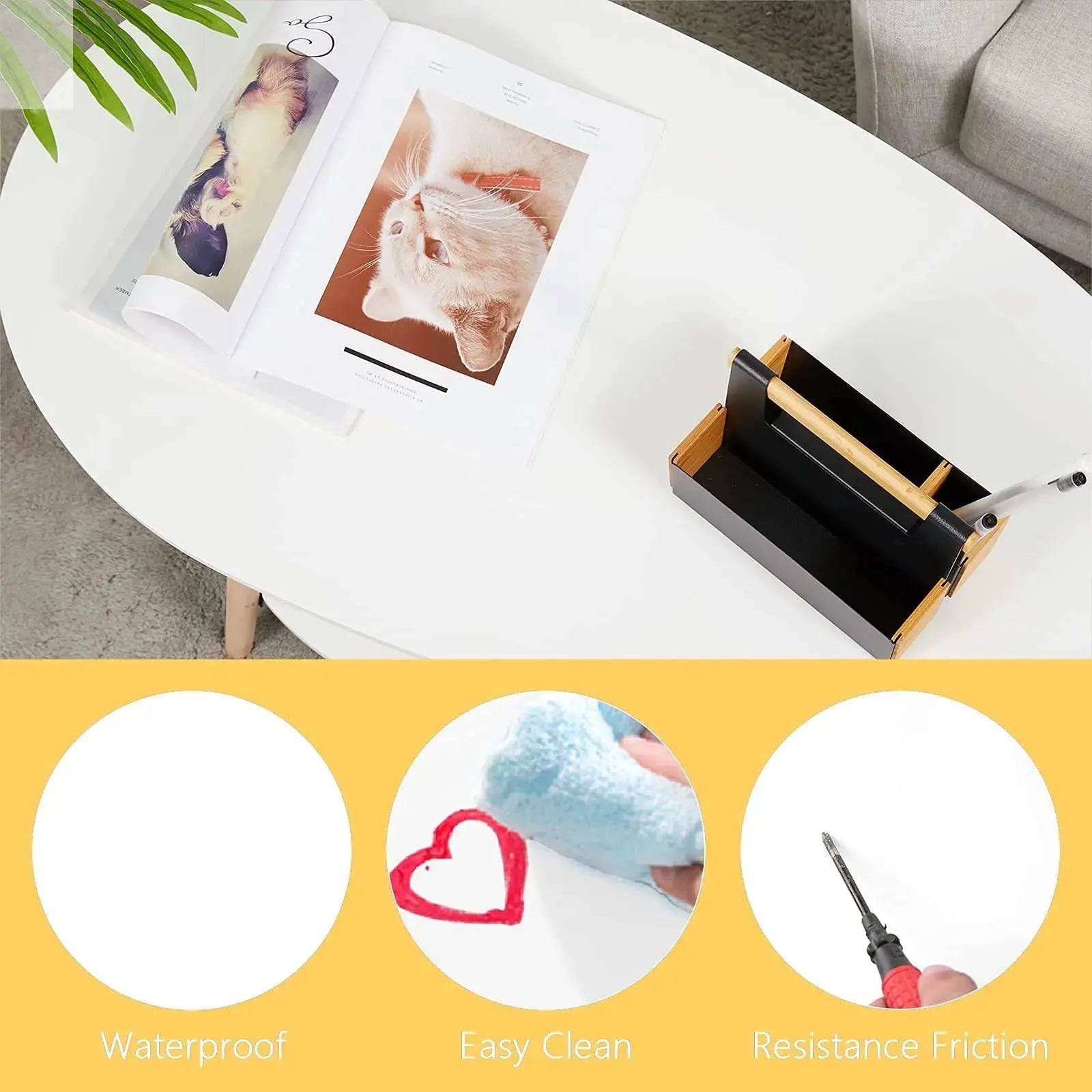 Vab-ches Coffee Table Oval Wood End Table with 2 Tier Open Storage Shelves